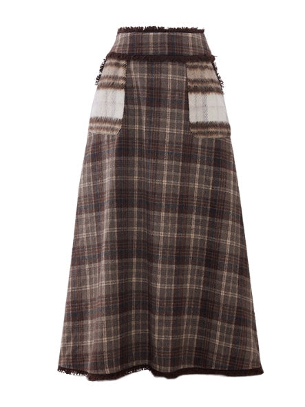 Vintage Plaid Pocket Maxi Skirt