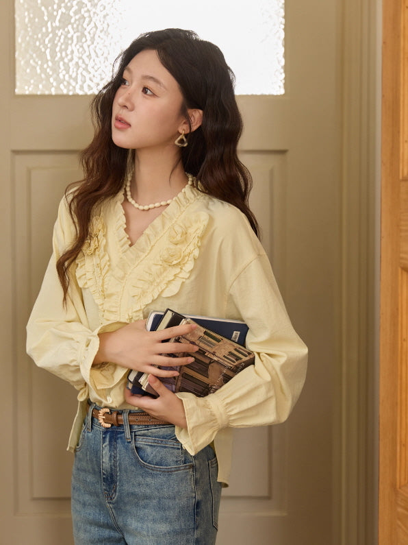 Romantic Ruffle Rose Blouse