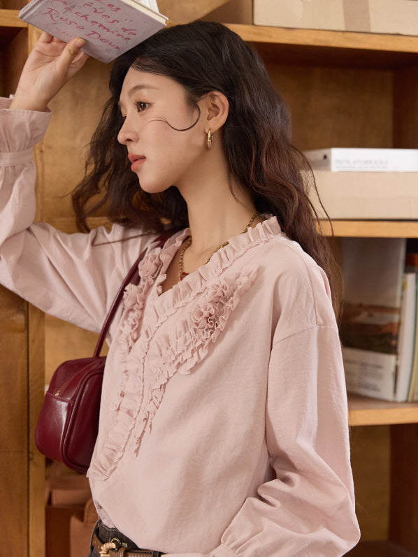 Romantic Ruffle Rose Blouse