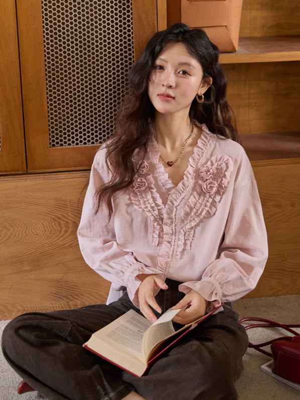 Romantic Ruffle Rose Blouse