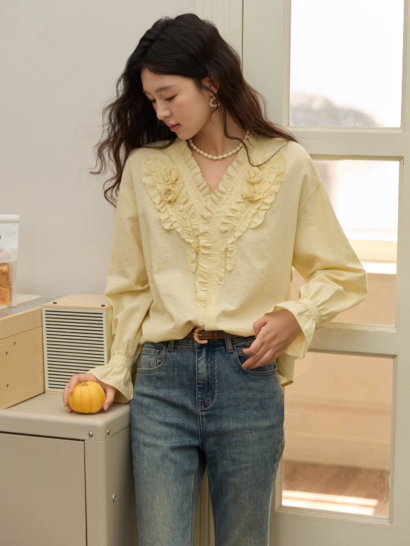 Romantic Ruffle Rose Blouse