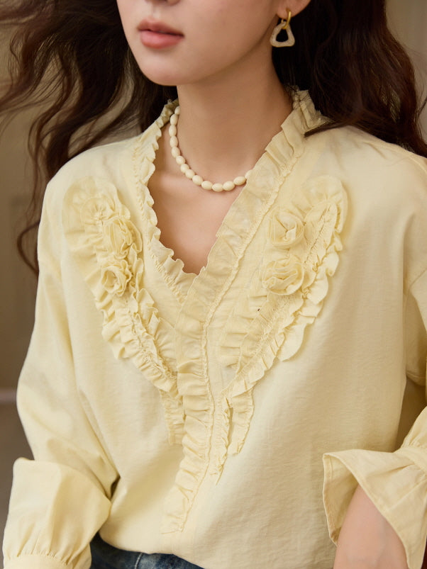 Romantic Ruffle Rose Blouse