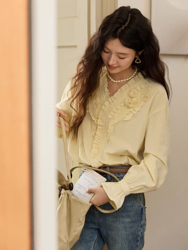 Romantic Ruffle Rose Blouse