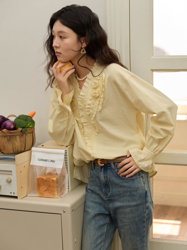 Romantic Ruffle Rose Blouse