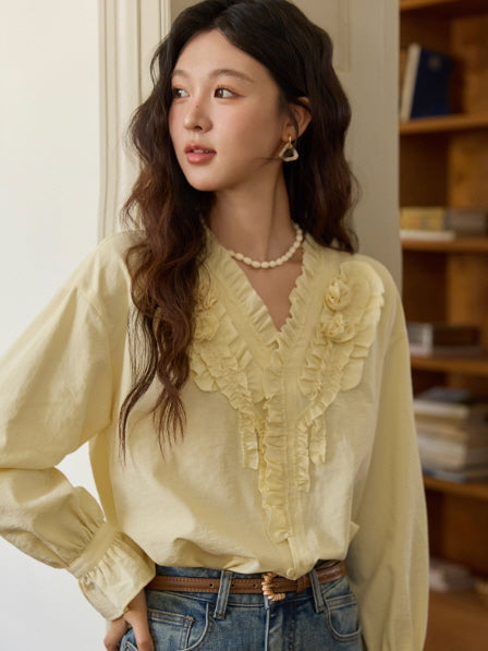 Romantic Ruffle Rose Blouse