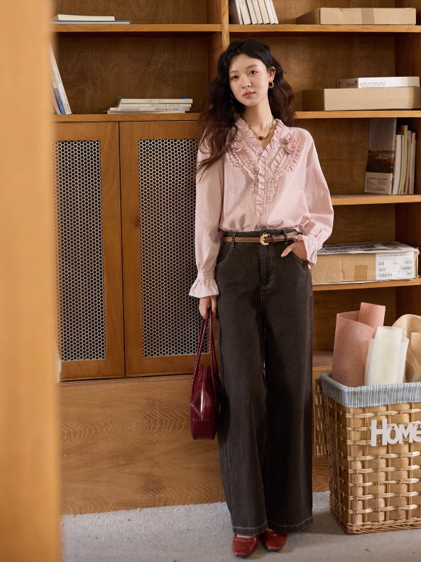 Romantic Ruffle Rose Blouse