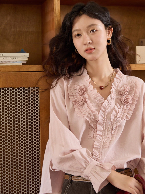Romantic Ruffle Rose Blouse