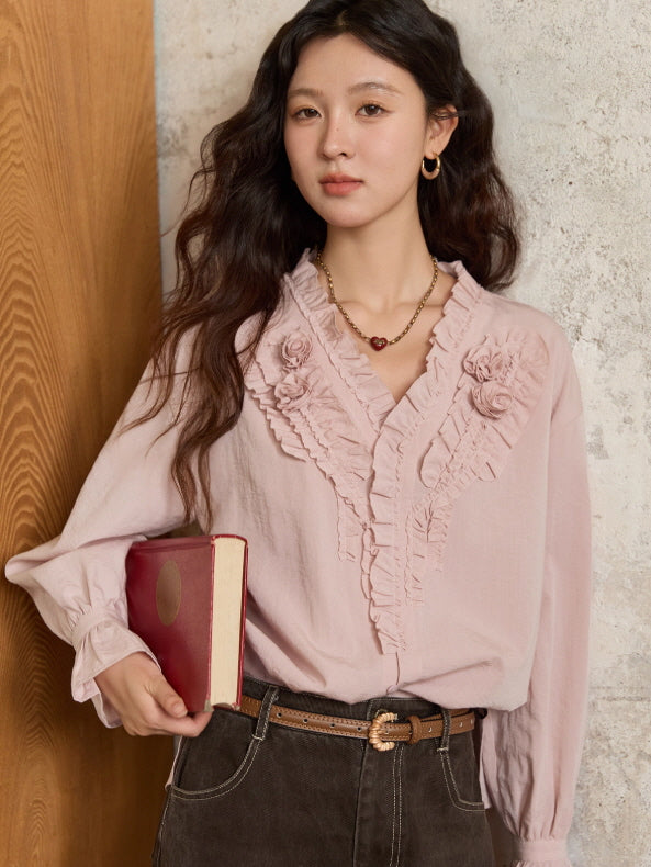 Romantic Ruffle Rose Blouse