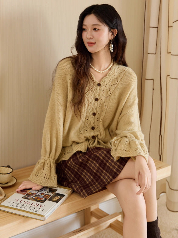 Golden Meadow Lace Knit Cardigan