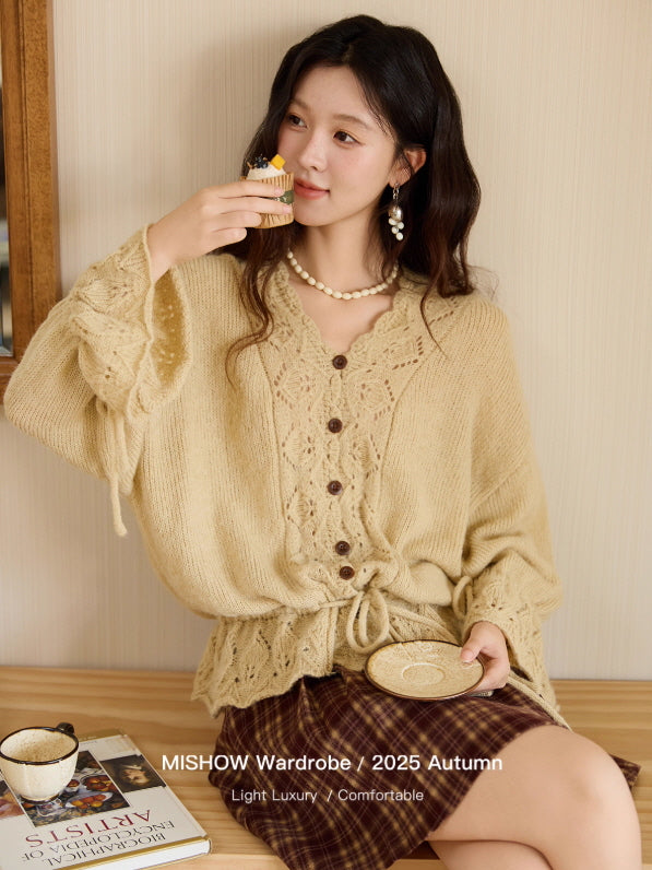 Golden Meadow Lace Knit Cardigan
