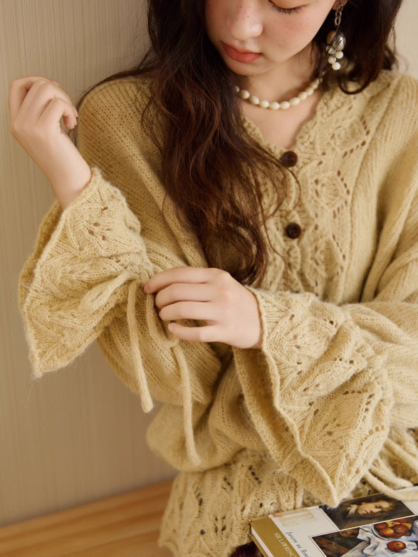 Golden Meadow Lace Knit Cardigan