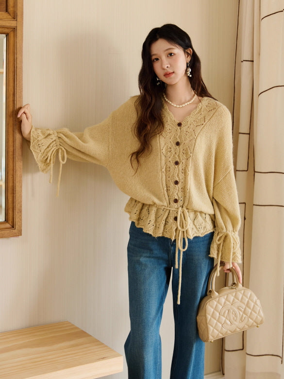 Golden Meadow Lace Knit Cardigan