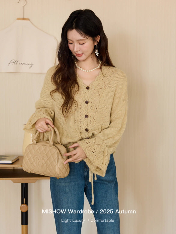 Golden Meadow Lace Knit Cardigan