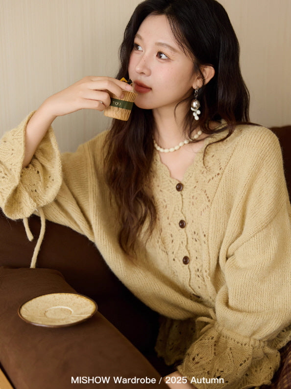 Golden Meadow Lace Knit Cardigan
