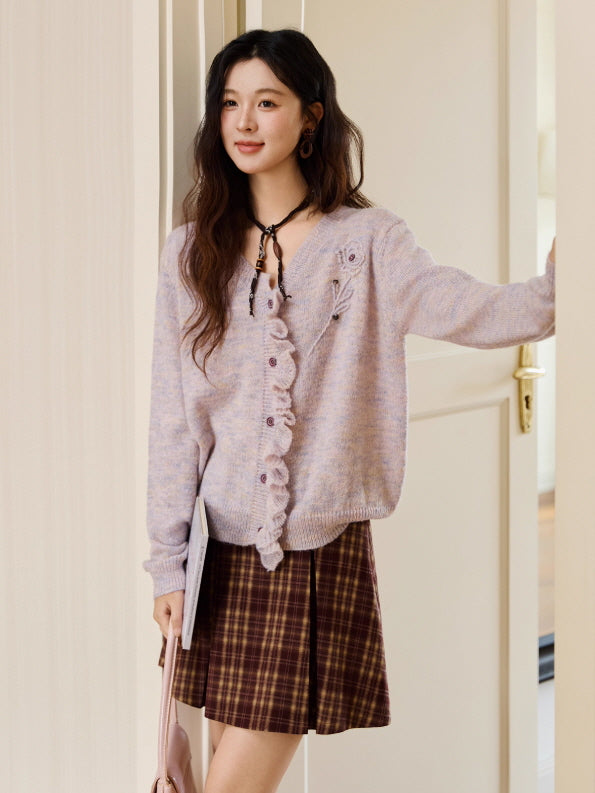 Romantic Ruffle Floral Embroidered Cardigan
