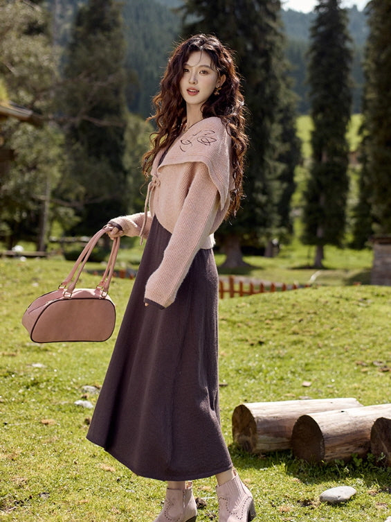 Blush Embroidered Collar Knit Cardigan