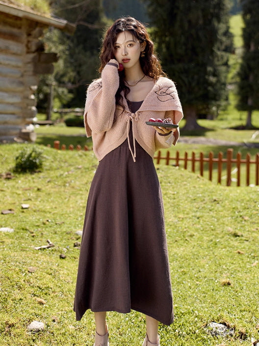 Blush Embroidered Collar Knit Cardigan