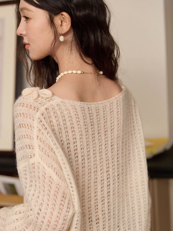 Romantic Flower Detail Knit Blouse