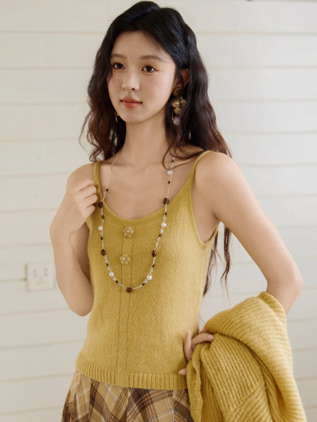 Golden Meadow Knit Camisole & Cardigan Set