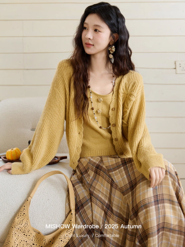 Golden Meadow Knit Camisole & Cardigan Set