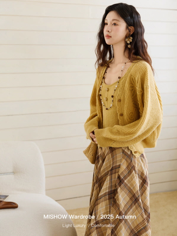 Golden Meadow Knit Camisole & Cardigan Set