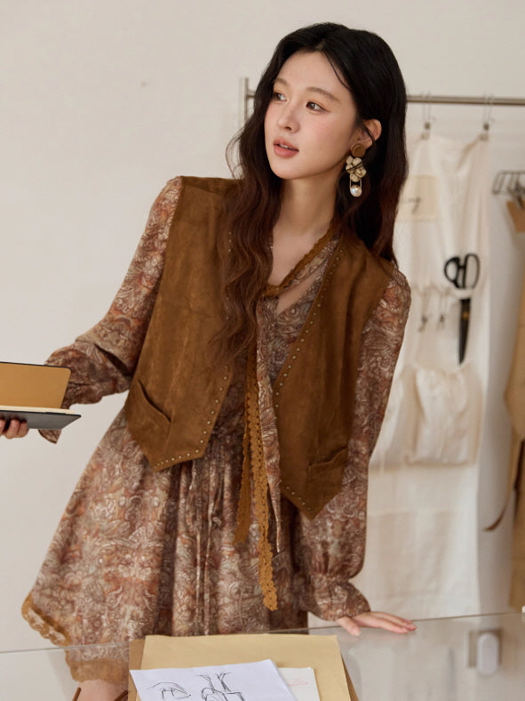 Autumn Paisley Vintage Tie Dress