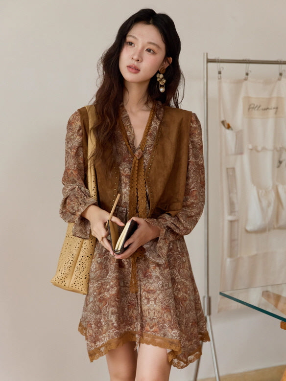 Autumn Paisley Vintage Tie Dress
