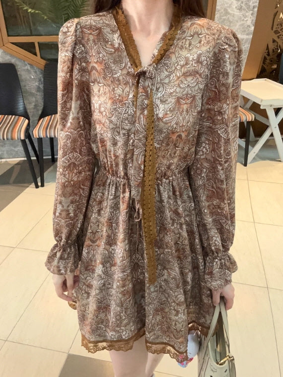 Autumn Paisley Vintage Tie Dress