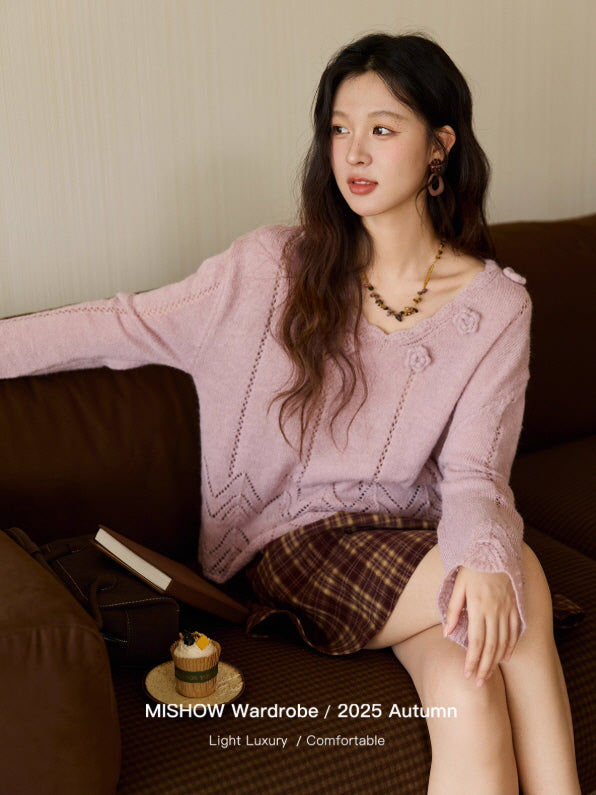 Blush Knit Rose Sweater