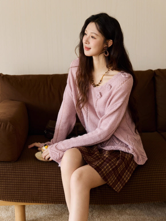 Blush Knit Rose Sweater