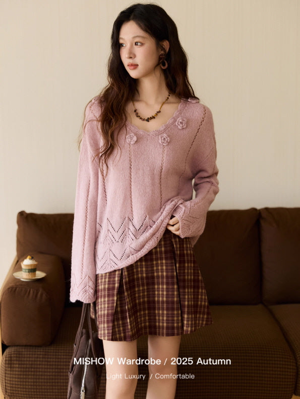 Blush Knit Rose Sweater