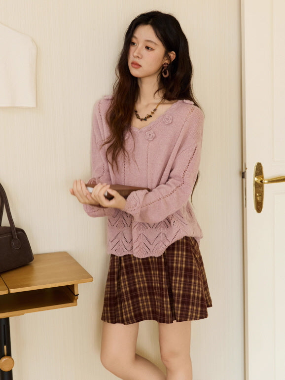 Blush Knit Rose Sweater