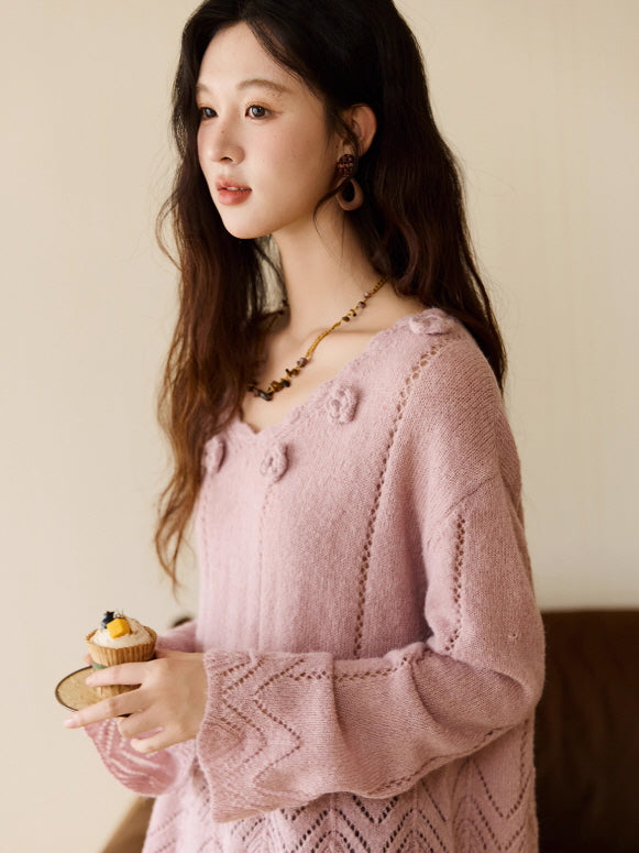 Blush Knit Rose Sweater