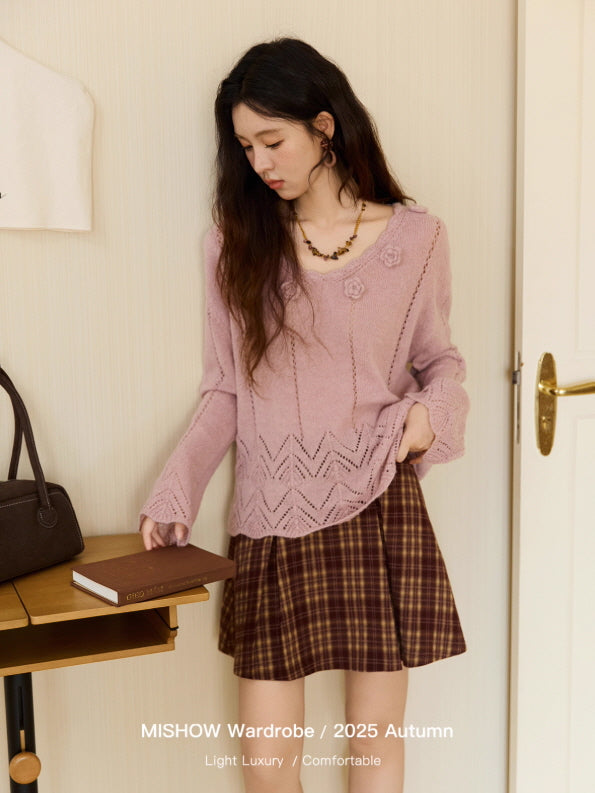 Blush Knit Rose Sweater