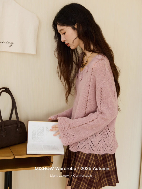 Blush Knit Rose Sweater