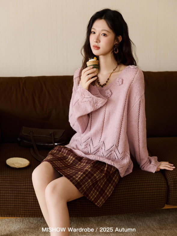 Blush Knit Rose Sweater