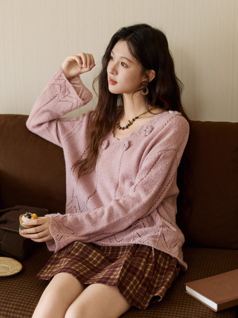 Blush Knit Rose Sweater