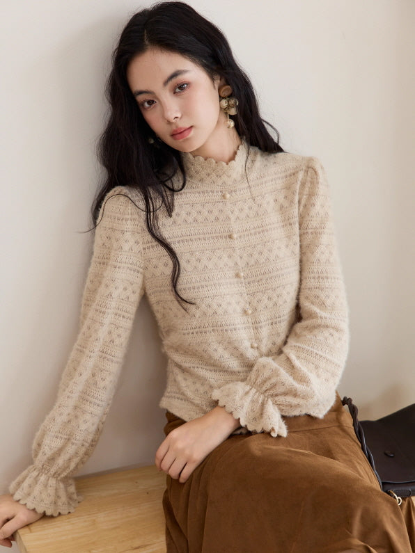 Vintage Cream Knit Blouse