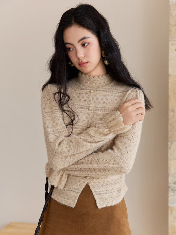 Vintage Cream Knit Blouse