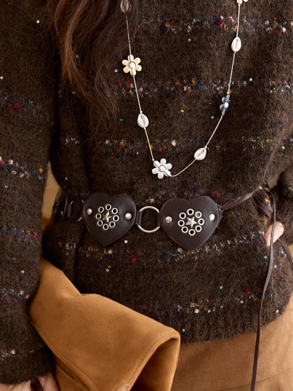 Cozy Chocolate Speckled Knit Sweater