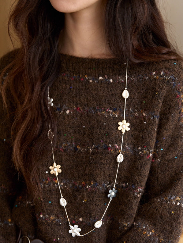 Cozy Chocolate Speckled Knit Sweater