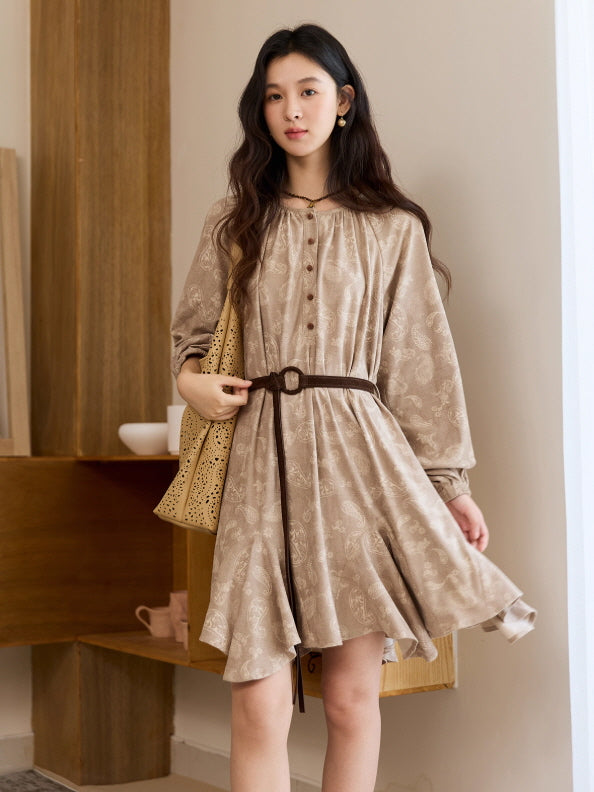 Vintage Paisley Belted Dress