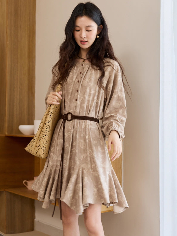 Vintage Paisley Belted Dress