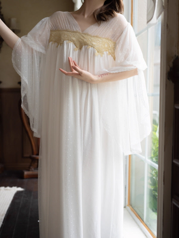 Golden Wing Sheer White Nightgown
