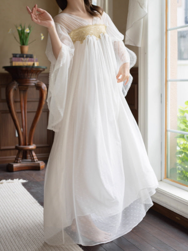 Golden Wing Sheer White Nightgown