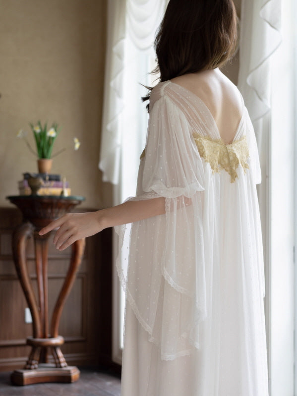 Golden Wing Sheer White Nightgown