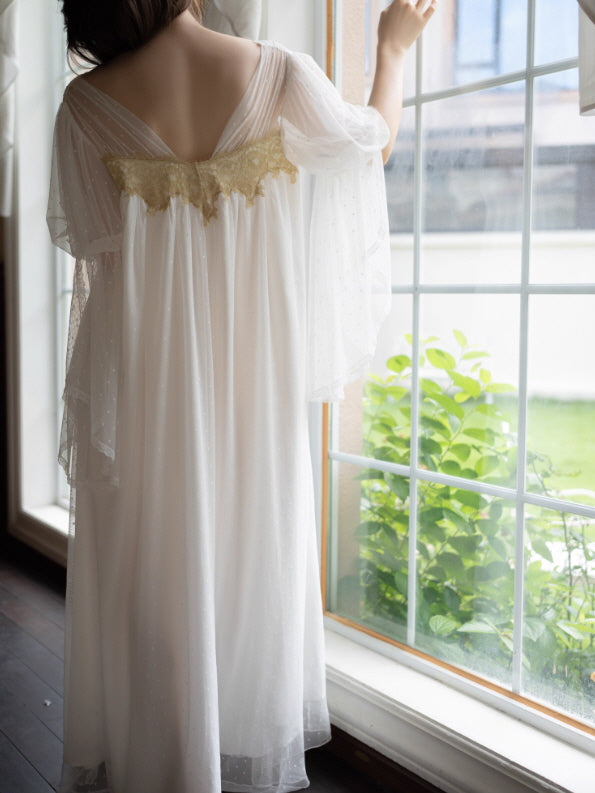 Golden Wing Sheer White Nightgown