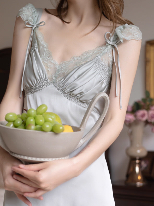 Sage Whisper Lace Nightgown Set