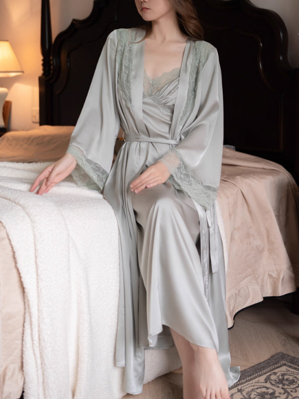 Sage Whisper Lace Nightgown Set