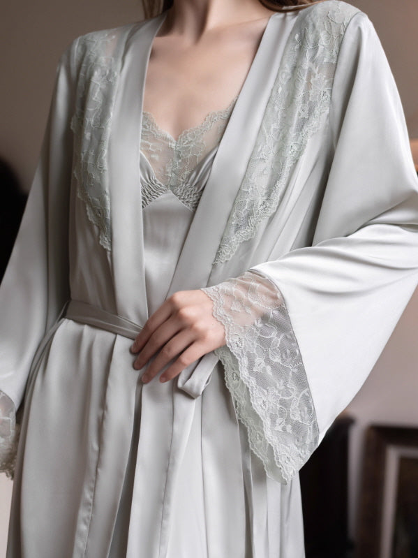 Sage Whisper Lace Nightgown Set